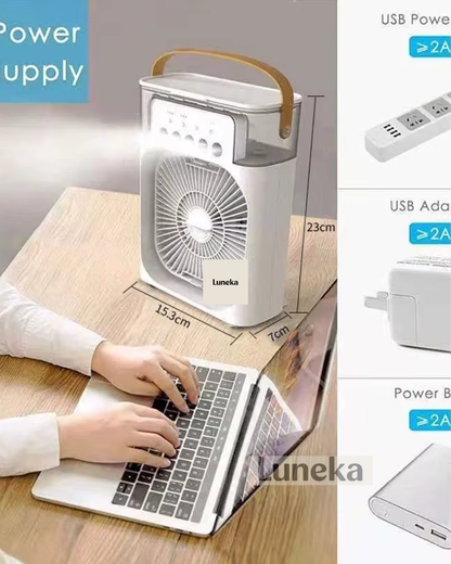 Mini Ventilador USB Tres en Uno y Luz LED